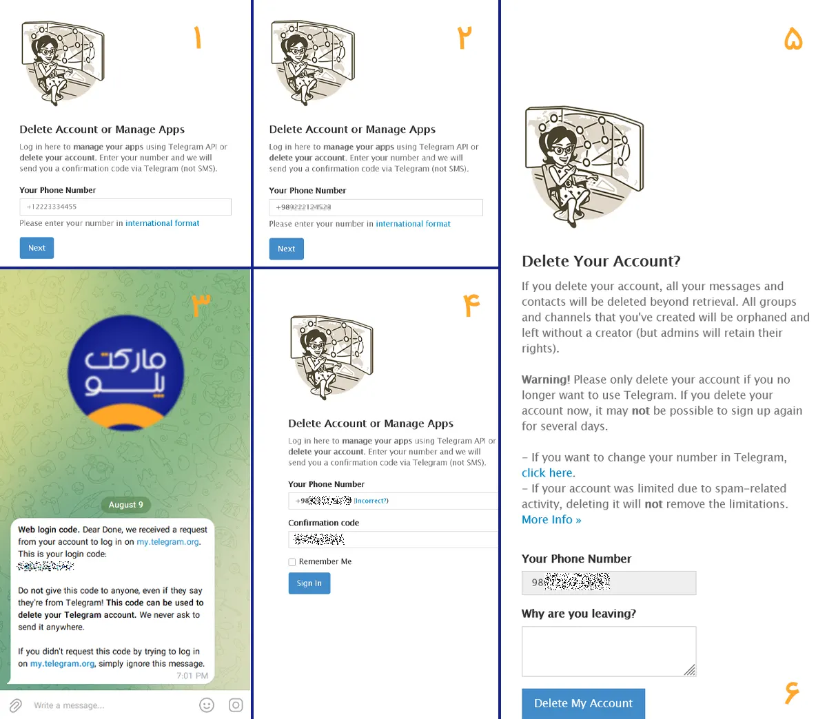 حذف اکانت تلگرام