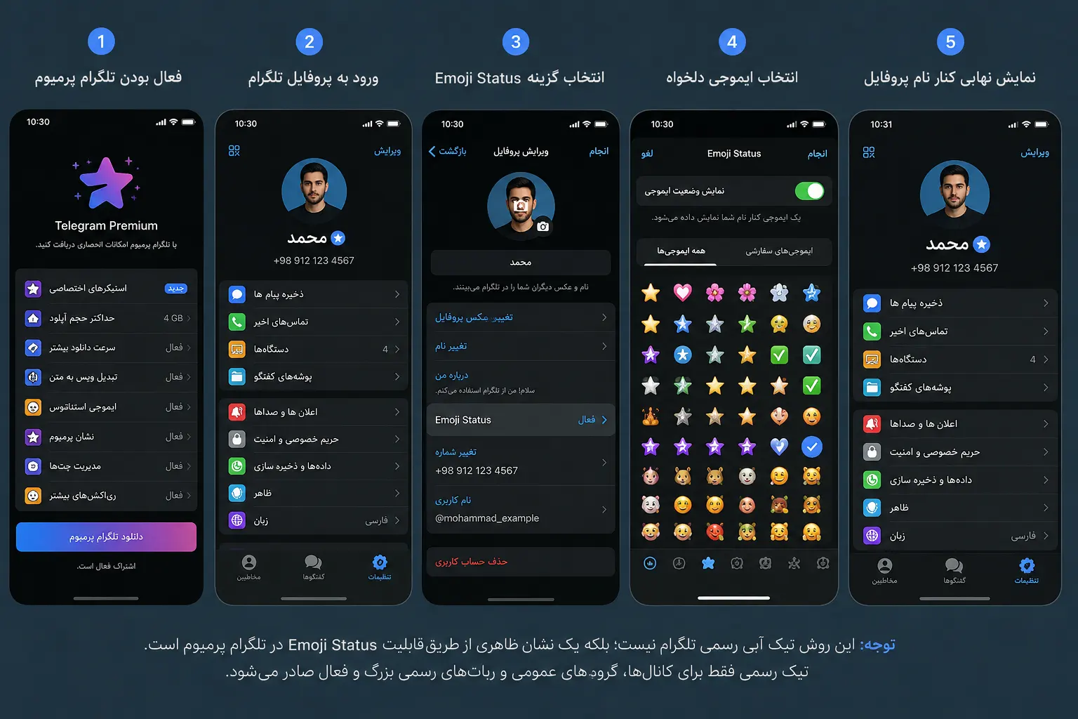 راهنمای راه‌اندازی ایموجی استاتوس تلگرام